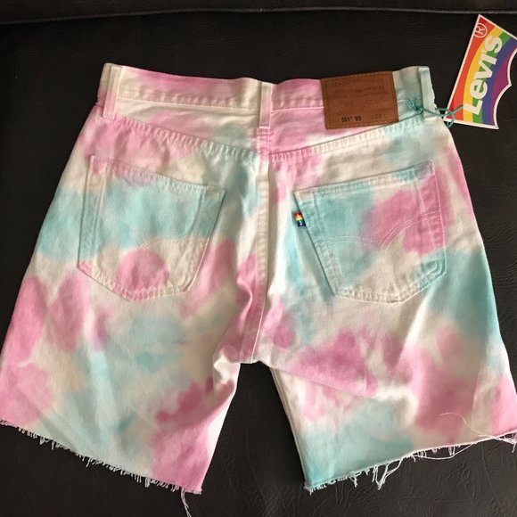 Levi's Denim Pastel Tie Dye cut-off 1993 501's special Limited Pride Edition 28 - Picture 1 of 7